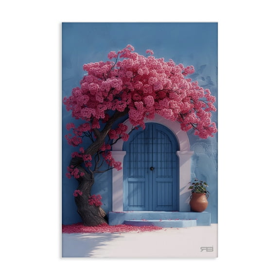 Stupell Industries Tree Circling Doorway Buildings & Architecture Painting Wrapped Canvas Art Print Wall Art, 16 x 24