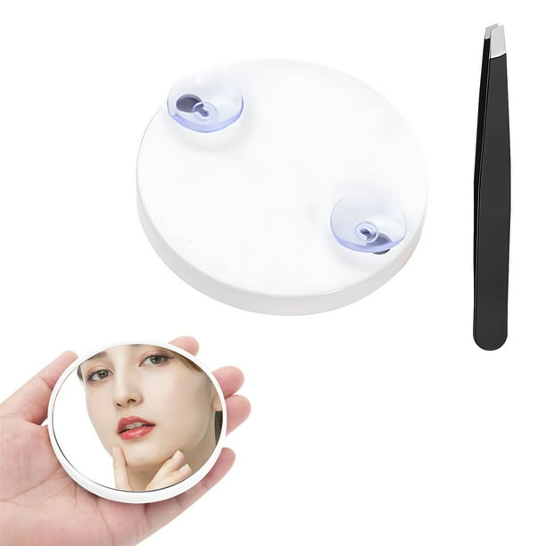 Kit de espejo de maquillaje de cristal que puede aumentar varias veces, incluye ventosas y 1 pinza de maquillaje. Espejo de maquillaje.