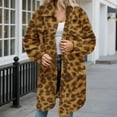 thumbnail image 2 of DHFJKG Women's Winter Teddy Long Jacket Leopard Print Windproof Button-Down Long Sleeve Turndown Collar Mediun Length Fuzzy Coat Thickened Soft Outerwear, 2 of 5