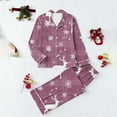 thumbnail image 2 of asdoklhq Warm Pajamas for Women Set Women's Christmas Home Pocket Printed Pajama Set for Daily Home Wear Long Sleeves Set Purple M, 2 of 8
