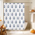 thumbnail image 4 of Navy Blue Anchor Shower Curtain, Waterproof Shower Curtains for Bathroom, Modern Minimalist Nautical Coastal Washable Fabric Bathtub Curtain Set Bath Decor with 12 Hooks Extra Long 72"x96", 4 of 8