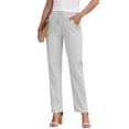 thumbnail image 3 of Laqbezok Women's Cotton Linen Pants, High Waist Drawstring Casual Loose Trousers with Pockets for Summer Beach Travel Vacation, 3 of 7