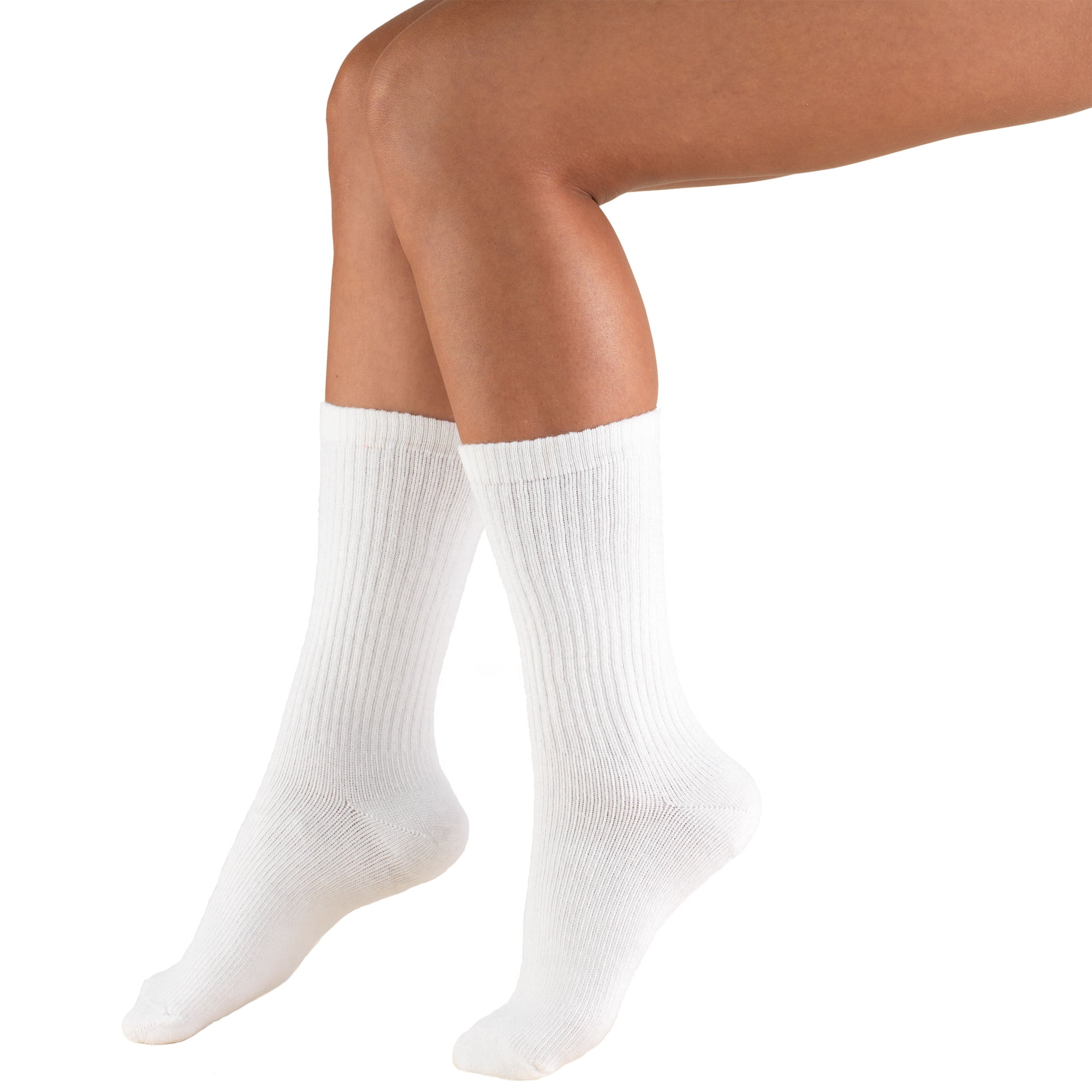 Truform Socks, Crew Length:: 8-15 mmHg, White, X-Large