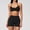 Black, variant on PISONIC Workout Sets for Women Spaghetti Straps Halter Neck Sports Bra High Waist Biker Shorts 2 Piece Gym Outfits