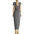 thumbnail image 3 of STARVNC Women Crew Neck Irregular Hem Split Bowknot Tie Short Sleeve Maxi Dress, 3 of 4