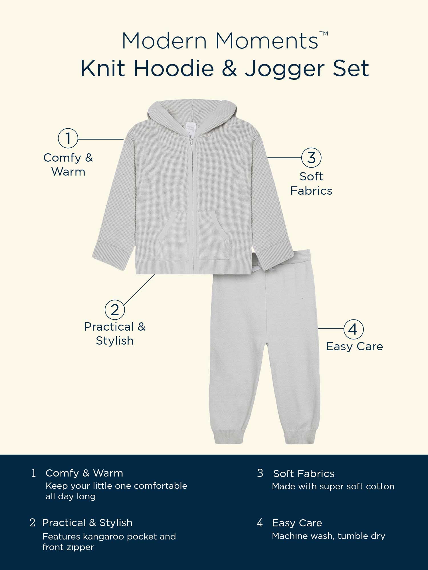 Modern Moments by Gerber Toddler Neutral Unisex Sweater Knit Outfit Set, 2-Piece, Sizes 12M-5T