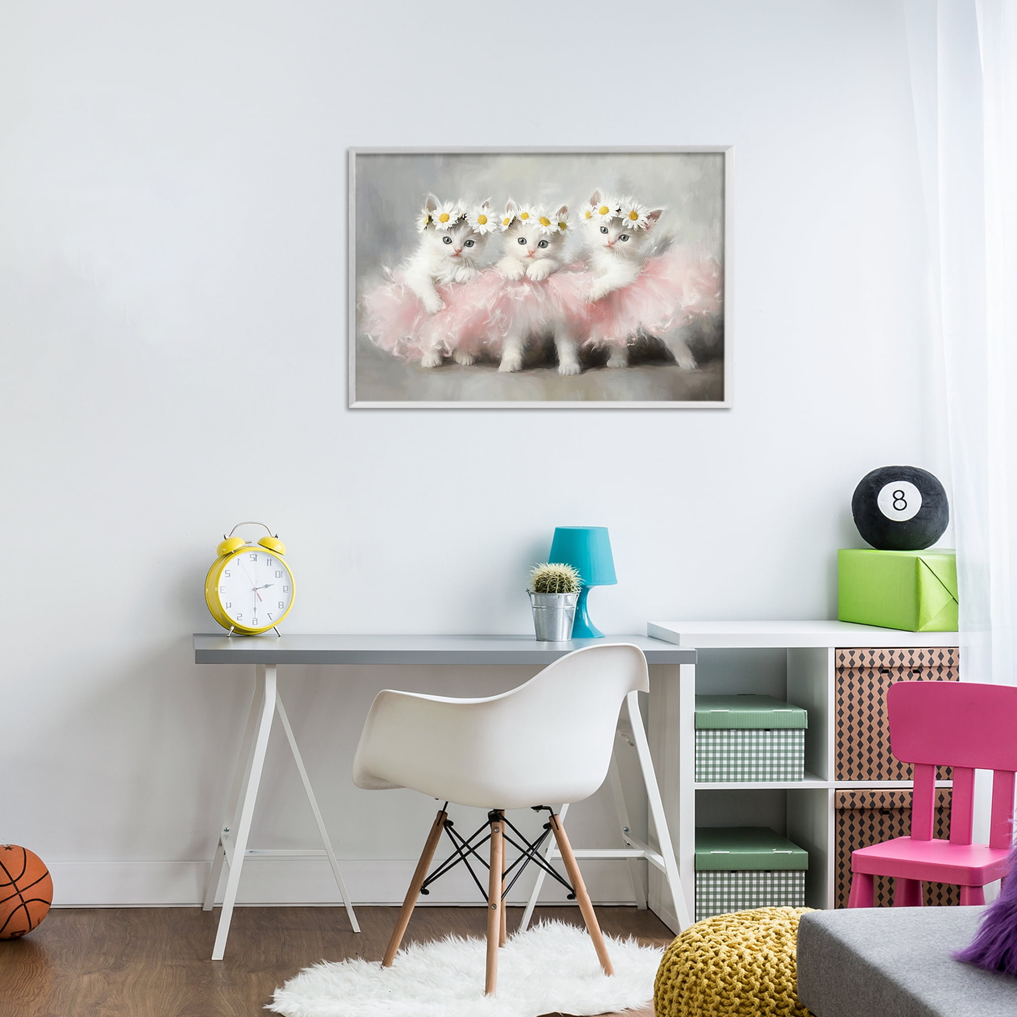 Stupell Industries Dancing Kittens in Tutus White Framed Giclee Art, design by Tina LeCour