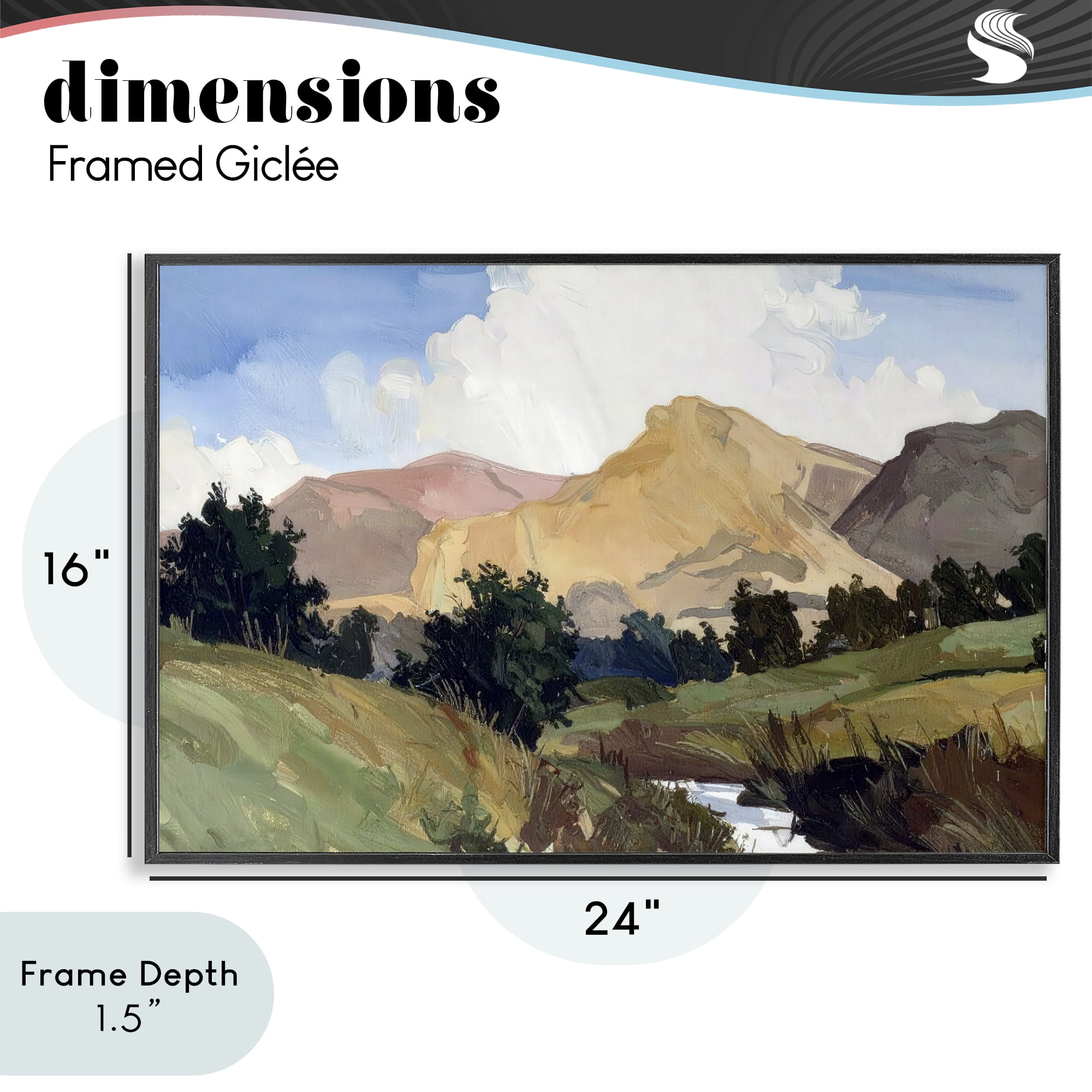 Stupell Industries River Mountain Divide Black Framed Giclee Art, design by Alonza Saunders