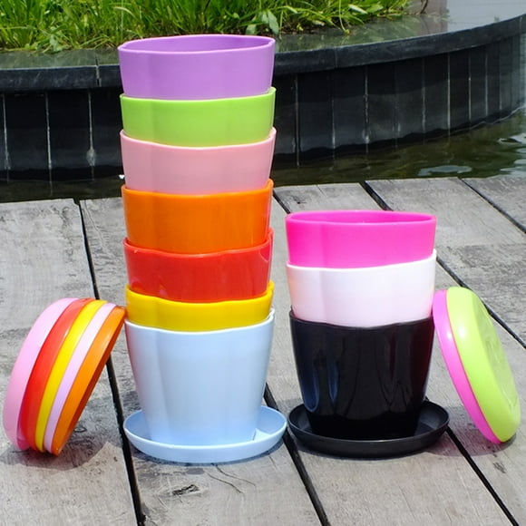 Travelwant Plastic Plant Pot with Saucers Flower Pots Planters Nursery Pots for Outdoor Indoor Plants Gardening Containers