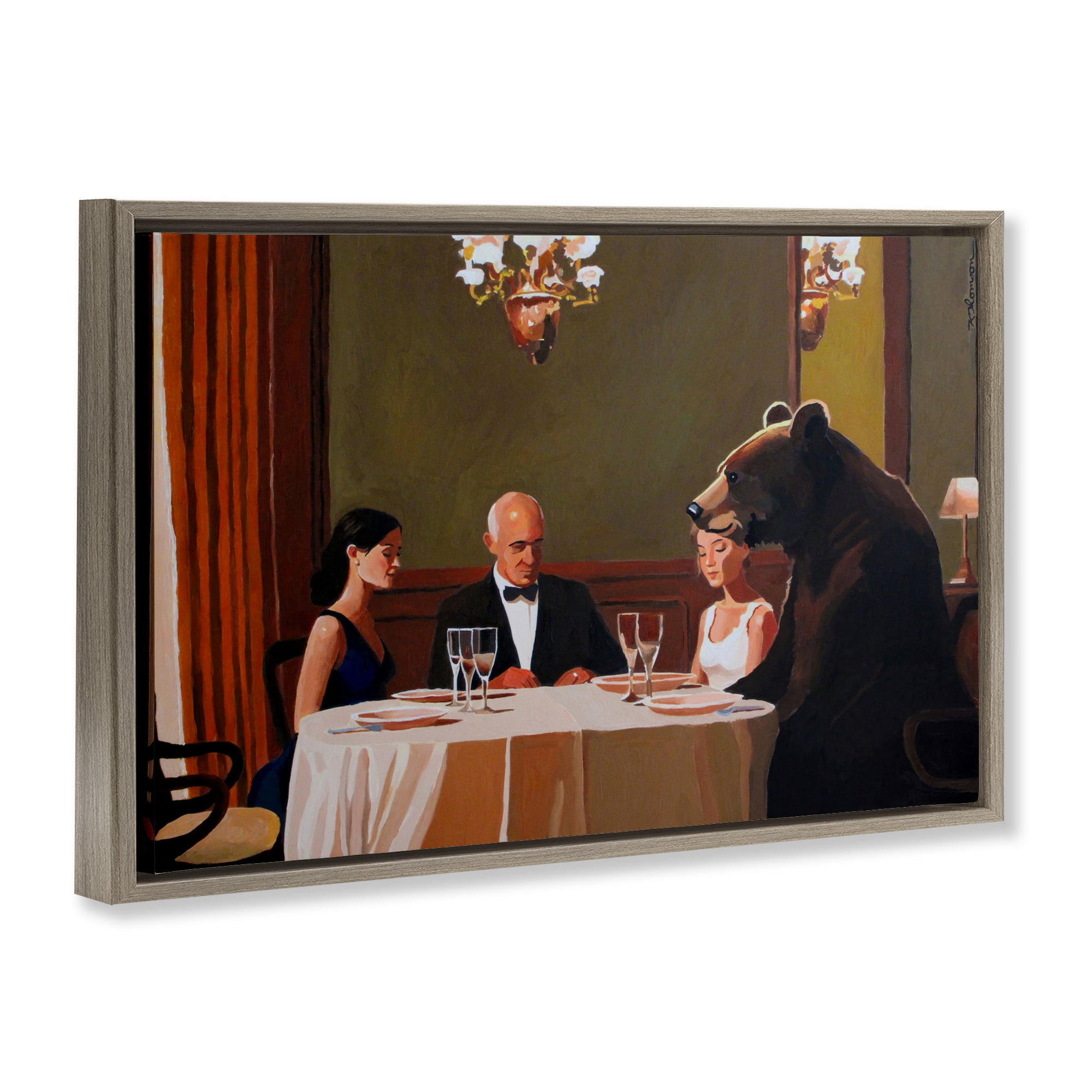 Dinner Guests & Steve Brown Framed Floater Canvas Wall Art, design by Keith Thomson