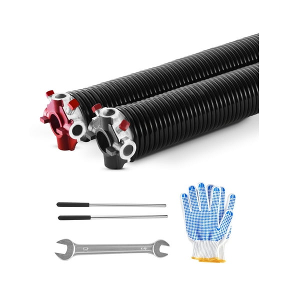 VEVOR Garage Door Torsion Springs, Pair of 0.234 x 2 x 31 in, 16000 Cycles, Electrophoresis Black Coated for Replacement, Garage Door Springs with Non-Slip Winding Bars, Gloves and Mounting Wrench