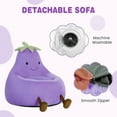 thumbnail image 5 of SUMELL 31 Inch Eggplant-Shaped Bean Bag Sofa Chair, Cute Cartoon Sofa with Washable Cover, Mini Chair for Living Room, Playroom, Purple, 5 of 7