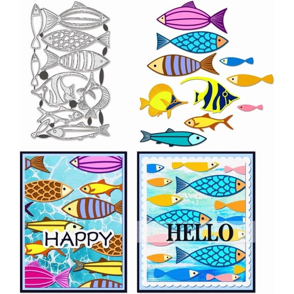 Fish Theme Carbon Steel Cutting Dies Stencils for DIY Scrapbooking Photo Album Decorative Embossing Paper Card 182x104x0.8mm