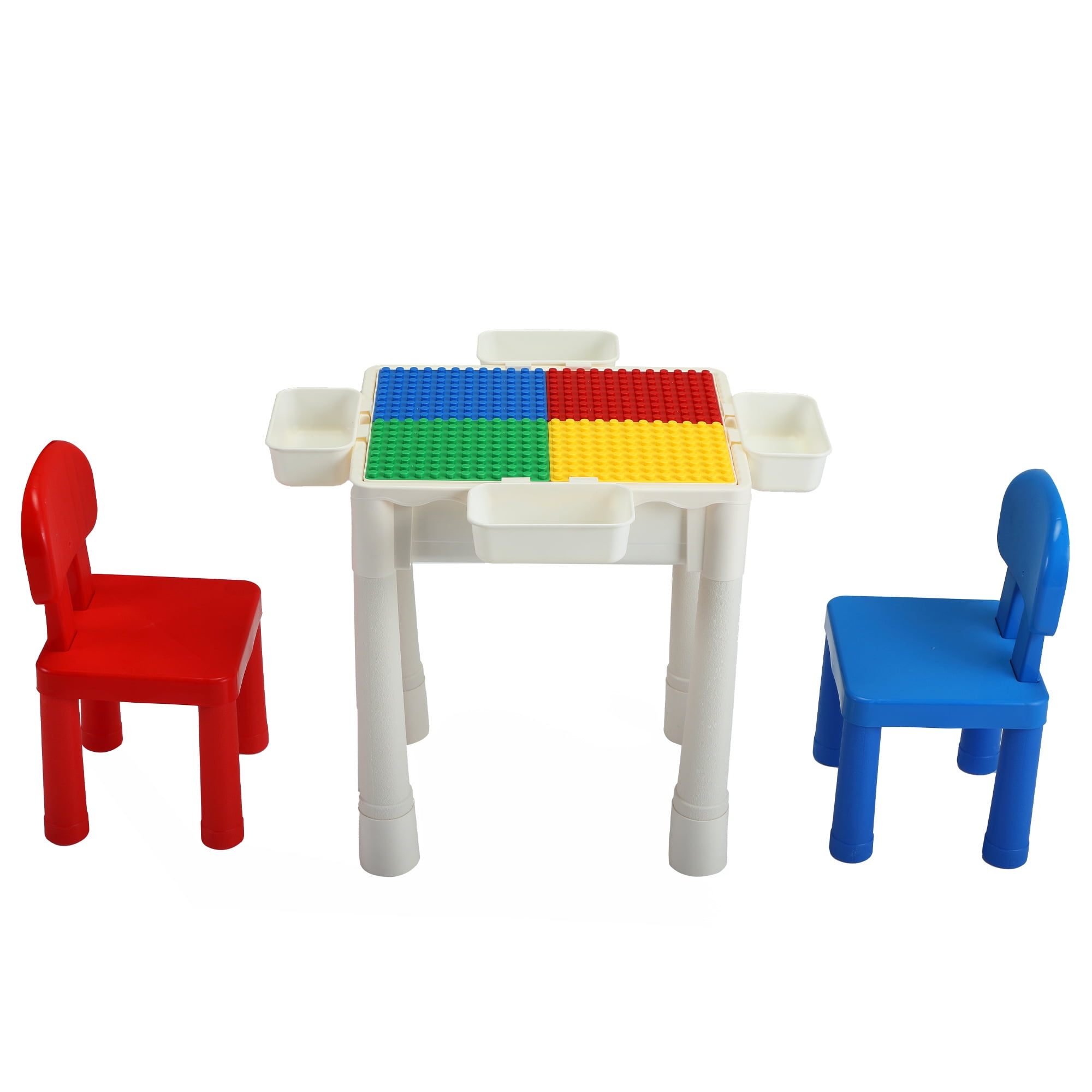 WONISOLI 6In1 Multi Activity Plastic Table and 2 Chair Set, Play