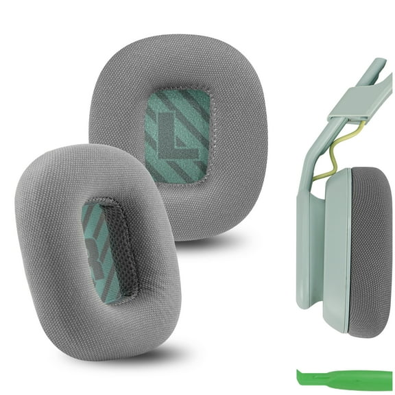 Geekria Comfort Mesh Fabric Replacement Ear Pads for Astro Gaming A10 Gen 2 Headphones Ear Cushions, Repair Parts (Grey/Green)