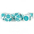 thumbnail image 1 of Metallic Dice Games LIC022 Metal Dice with Teal Enamel & Silver Digital Clock Display Numbers - Set of 7, 1 of 1