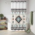 thumbnail image 6 of No Hook Shower Curtain, Southwest Ethnic Shower Curtains for Bathroom with See Through Top Window, Boho Aztec Tribal Abstract Aesthetic Waterproof & Washable Bath Curtain Narrow 54"x78", 6 of 9