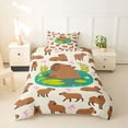 thumbnail image 2 of Erosebridal Cartoon Capybara Twin Bedding For Kids,Kawaii Pink Ribbon Bowknot Duvet Cover Set For Boys Girls,2pcs,No Comforter,Grey Reversible, 2 of 6