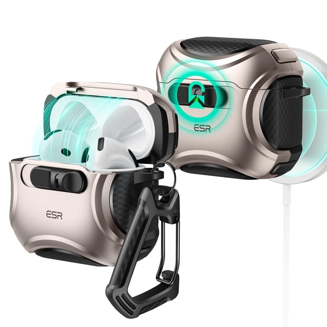 Funda ESR para AirPods 4 HaloLock Cyber Desert Titanium a prueba de caídas