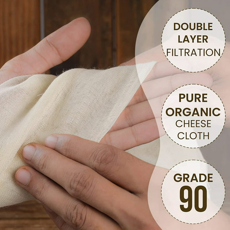 Muslin Cloths for Cooking, Pack of 5 (50X50CM), Unbleached, Cotton Reusable  and Washable Cheese Cloths for Straining 