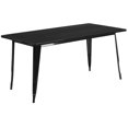 thumbnail image 5 of Flash Furniture Gilbert Commercial Grade 31.5" x 63" Rectangular Black Metal Indoor-Outdoor Table Set with 6 Stack Chairs, 5 of 6