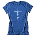 thumbnail image 4 of T-Shirt Femme Col Rond Manches Courtes Chemisier Manches Courtes T-Shirt; T-Shirt Lettre Décontractée, Bleu, XXL, 4 of 5