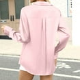 thumbnail image 4 of Satin Blouses for Women Silk Button Down Shirts Long Sleeve Business Casual Tops Pink L, 4 of 4