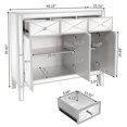thumbnail image 4 of Mirrored TV Stand for TVs up to 48 Inch, Mirrored Entertainment Center, Silver TV Console Cabinet with 3 Drawers and 3 Doors Cabinet, for Living Room, Bedroom (40"W x 15.7"D x 35.5"H), 4 of 9