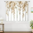 thumbnail image 4 of Eucalyptus Botanical Leaves Floral Kitchen Window Curtains Over Sink Farmhouse Flower Leaf Small Window Treatment Tan Floral Cafe Short Curtains for Bathroom Treatment Tier Drapes 26x36 inch, 4 of 6