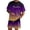 Purple, variant on Men's Gradient Letter Print T-Shirt & Shorts Set, Casual Summer Two-Piece Outfit,Dark Purple,XXXL