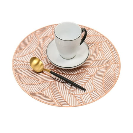 

LINLIN Round Placemats 4 Pack Decorative Placemats PVC Placemats Hollow Table Place Mats Heat Resistant Non-slip Dining Placemats