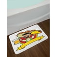 thumbnail image 2 of Mexican Bath Mat, Latino Man Holding Cold Beer and Tacos Restaurant Poster Style Funny Cartoon Print, Plush Bathroom Decor Mat with Non Slip Backing, 29.5" X 17.5", Multicolor, by Ambesonne, 2 of 2