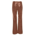 thumbnail image 6 of LLYwey Scrub Pants for Women Ladies New Versatile High Waisted Straight Leg Leather Pants with Casual Pockets Retro Leg Pants New Full Length Pants Trousers Regular Fitted Brown L, 6 of 7