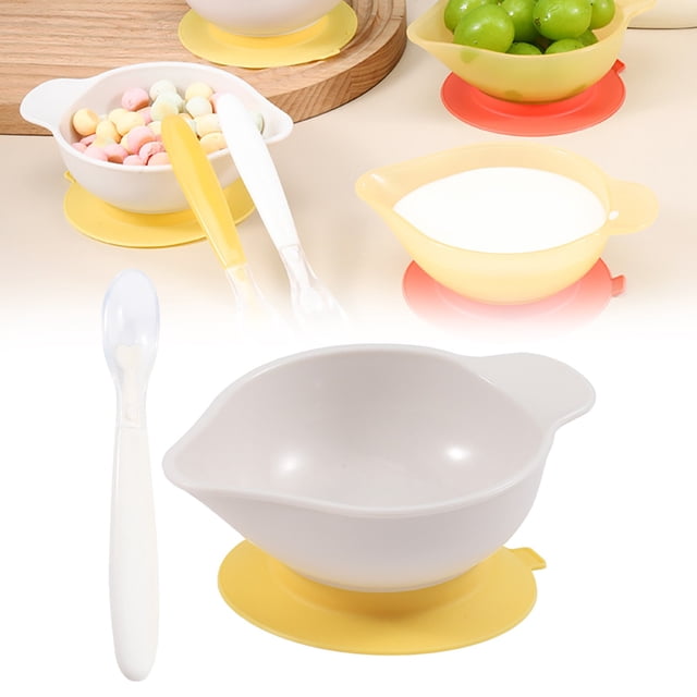 Clearance Sales Baby Bowls and Spoons Baby Bowls with Suction Food Bowl Flatware Dinnerware Elderly Bowl Non Slip Plate Dish Bowls for Disabled Bowl Small Suction Bowls Feeding Bowls, White