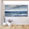 thumbnail image 5 of 3D Seascape Canvas Oil Painting 3D Textured Wall Art Hand-Painted Dark Blue Sea White Sky Painting Modern Custom Living Room Landscape Decor,Unstretched,Frameless,(61*122cm)24*48Inches, 5 of 5