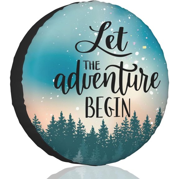 Camper Spare Tire Cover for Rv Trailer Let The Adventure Begin RV Spare Tire Cover Waterproof Dustproof Trailer Tire Covers for SUV Truck Travel 14 Inch