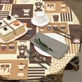 thumbnail image 5 of Classic Coffee Themed Table Cloth - Mocha Latte Milk Round Tablecloth Beige Brown Table Cover 60 Inch Decorative for Kitchen Dining Table Party, 5 of 6