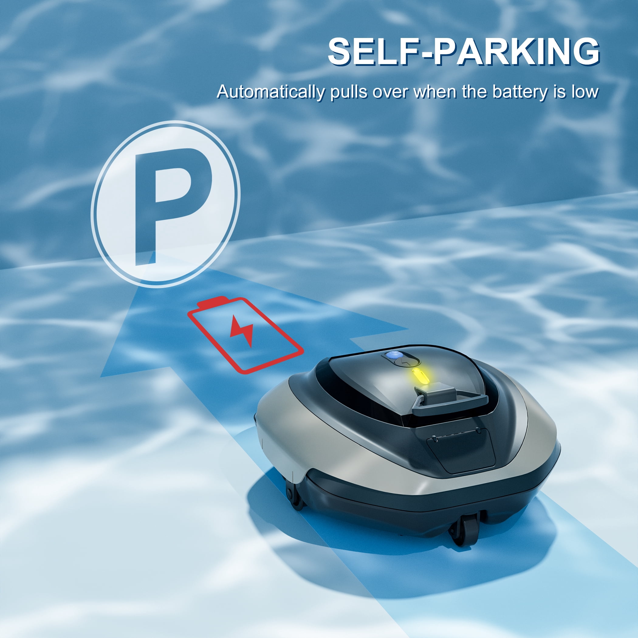 Robotic Pool Cleaner, Pool Vacuum For Above Ground Pool, Cordless Pool Vacuum Robot With Dirt-Lock Tech