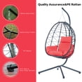 thumbnail image 6 of Sesslife Adult Steel Egg Hanging Chair with Soft Cushion and Pillow for Bedroom Patio Balcony, Red, 6 of 11