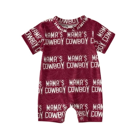 

jaweiwi Infant Baby Girls Boys 4th of July Romper 0 3M 6M 12M 18M Letter/Cow Head Print Short Sleeve Crew Neck Jumpsuits Summer Newborn Bodysuits for Independence Day