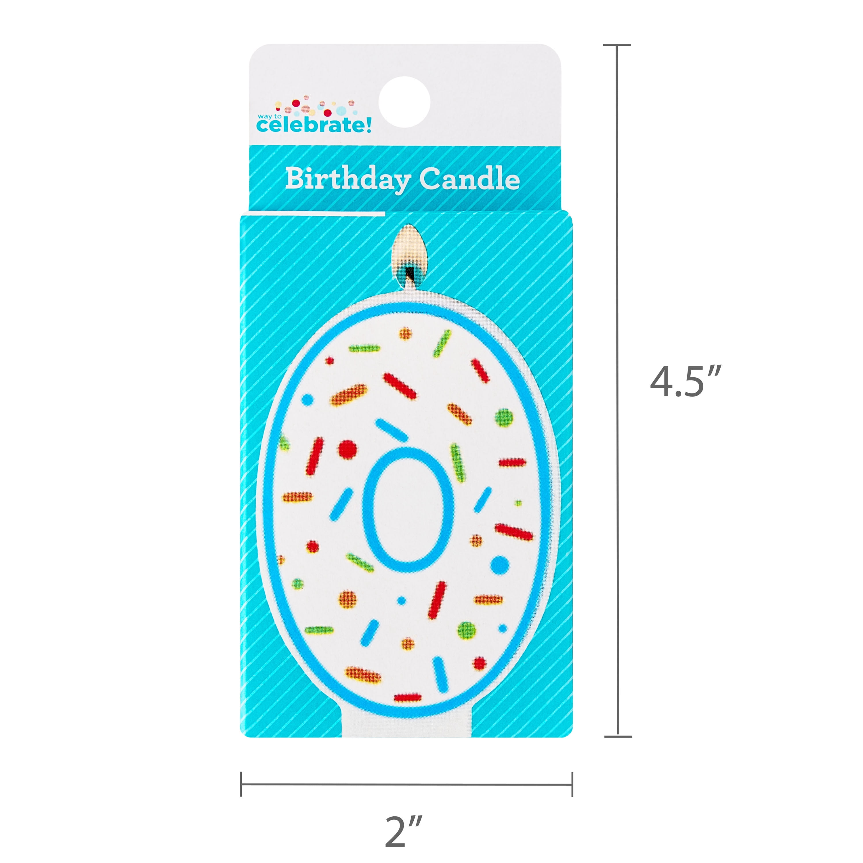 Multicolor Confetti Number 0 Birthday Candle, by Way To Celebrate