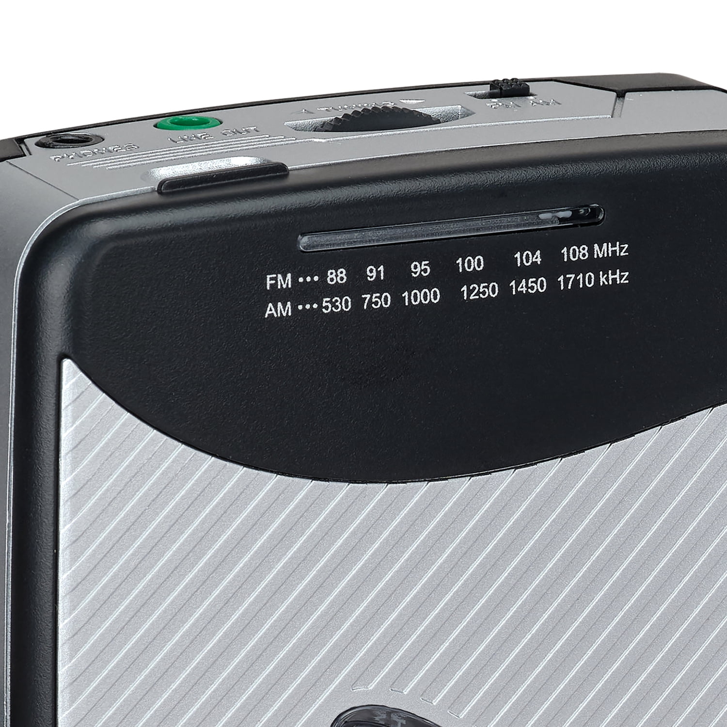 JENSEN Portable Stereo Cassette Player with AM/FM Radio and Earbuds, SCR-75 (Silver/Black), SCR-75-SB
