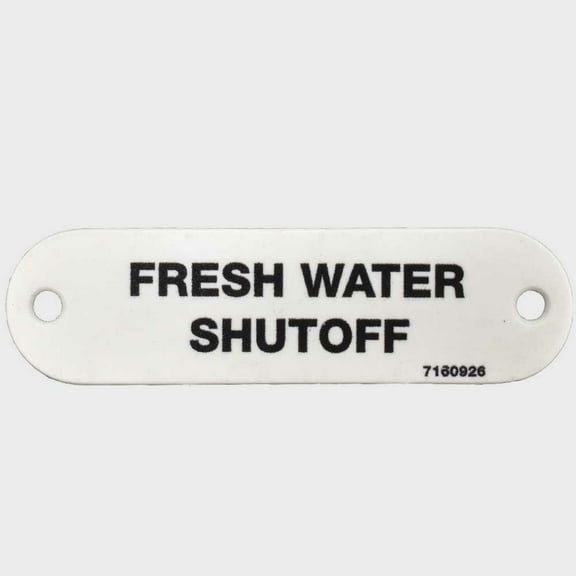 Marquis Boat Label Tag 7160926 | Fresh Water Shutoff White Plastic