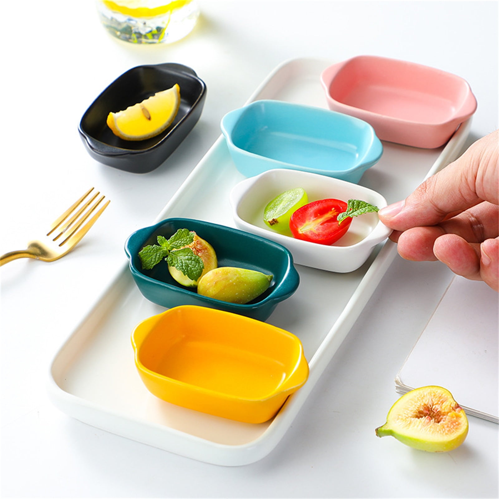 Coloful Hemoton 2pcs Stainless Steel Sauce Dish Round Seasoning Dishes Mini Appetizer Plates Dipping Saucers Bowl 