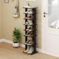thumbnail image 3 of 8-Tier Vertical Shoe Rack, Narrow Space-Saving Shoe Organizer for Entryway, Closet, or Front Door, Modern Corner Shoe Storage for 7 Pairs with Adjustable Shelves, Engineered Wood-Black, 3 of 8