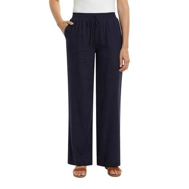 Briggs Ladies' Linen Blend Pull-On Lose Fit Pants, Navy XL - Walmart.com