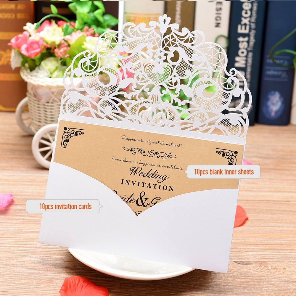 10pcs Pearl Paper Floral Invitation Cards Invitation Holders with Blank