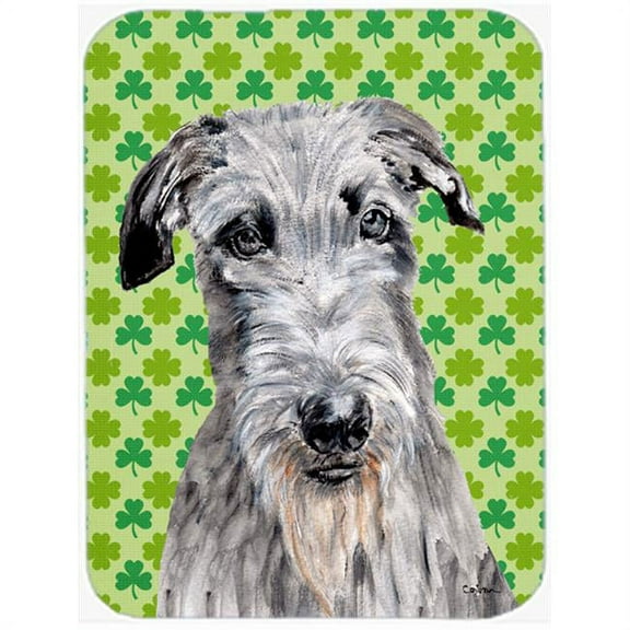 Scottish Deerhound Lucky Shamrock St. Patricks Day Mouse Pad, Hot Pad Or Trivet, 7.75 x 9.25 In.