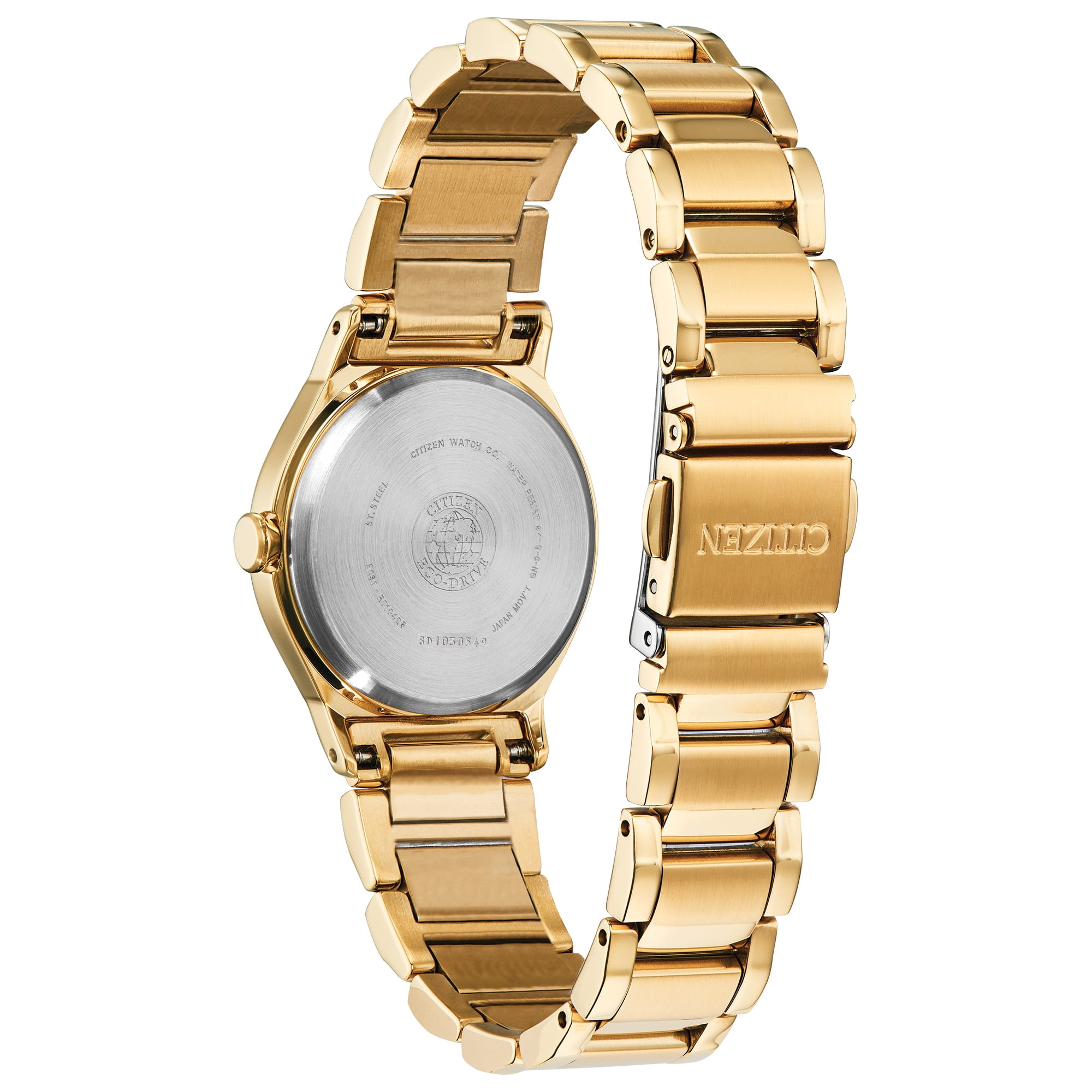 Eco Drive Ladies Axiom Watch Gold Tone Champaign Dial Diamond Accents 28mm Citizen Men main image 2