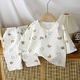 thumbnail image 4 of Ulanda Toddler Baby Girl Cotton Linen Button-up Pajamas Bear Print Long Sleeve Kid Sleepwear PJs Set (Khaki, 3-4 Years), 4 of 4